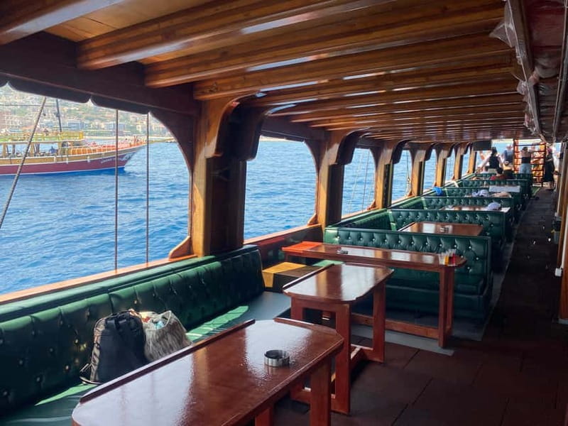 Alanya: Pirate Boat with Pickup, Lunch, & Unlimited Drinks - Lunch on board at Ulas Beach: included food and unlimited soft drinks