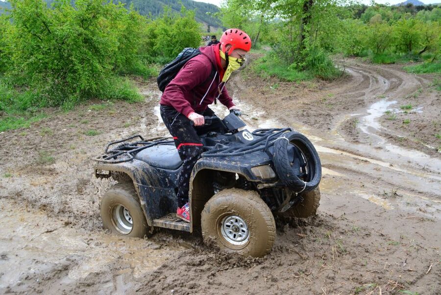 Alanya: Quad Bike Safari - Riding near the Alara River, pine hills, and water crossings