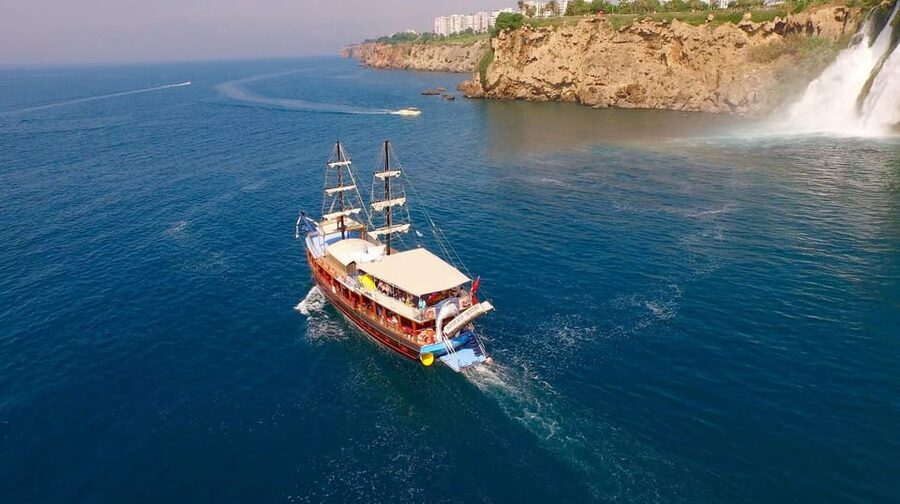 Antalya: Beach & Waterfalls Boat Trip w/ Lunch & Soft Drinks - Lara Beach swim break: unspoiled feeling, short and sweet