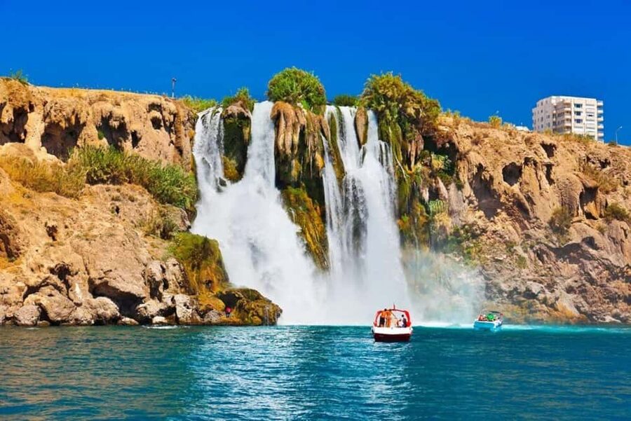 Antalya Boat Tour: Düden Waterfall, Swim & Soft Drinks - Lower Düden Waterfall from the Sea, Not the Usual View