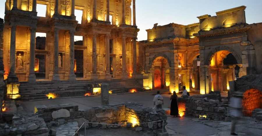 Ephesus Bible Study Tour from Kusadasi or Izmir - Ephesus city stops: Marble Road feelings, Grand Theater focus, and library photos