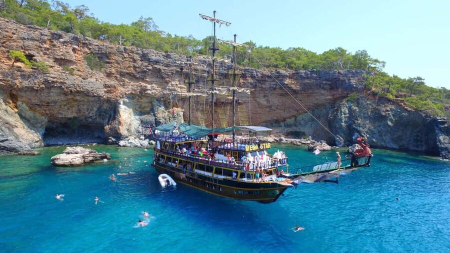 From Antalya: Kemer Pirate Boat Tour with Foam Party & Swim - Phaselis ancient city ruins and pebble-beach swimming