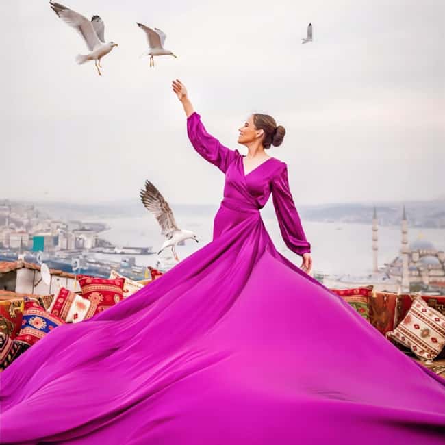 Istanbul: Flying Dress Photoshoot at Rooftop Terrace - Rooftop flying-dress portraits, Istanbul style