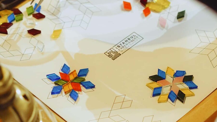 Istanbul: Turkish Mosaic Lamp Workshop w/ Materials Included - Step 2: Choosing Colors and Placing the Glass Pieces
