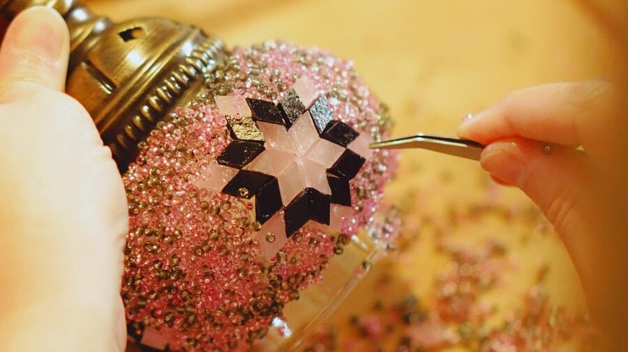Istanbul: Turkish Mosaic Lamp Workshop w/ Materials Included - Step 3: Assembling the Remaining Pieces and Seeing the Lamp Come Alive