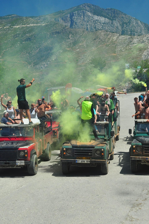 Jeep Safari-Lunch-Boat-Canyon-Waterfall-Foam,Water Party - Pickup, Safety Briefing, and Getting Your Seat Right