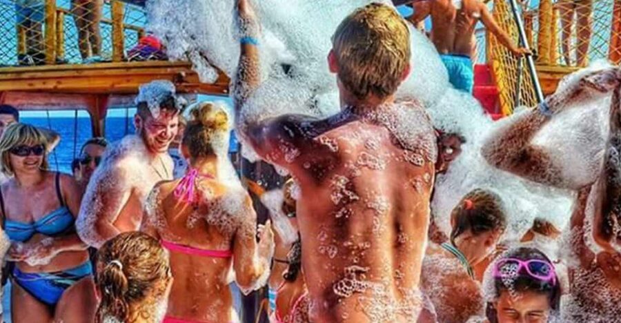Side: Dolphin Island Boat Tour w/ Lunch & Foam Party - A 9-hour sailboat day from Side that mixes swims, food, and fun